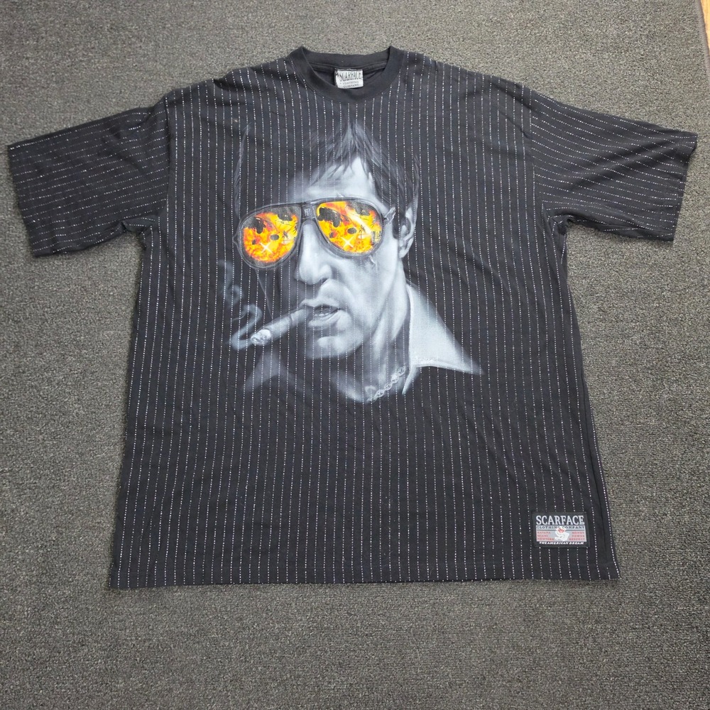 Vintage Scarface Clothing Company Tony Montana Shirt 3XL USA Fire Glasses Y2k